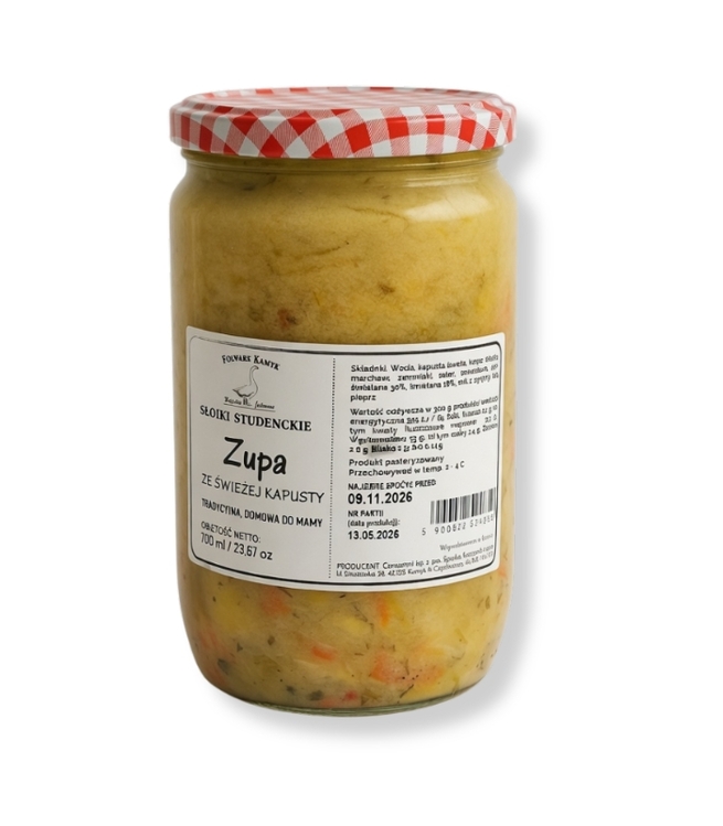 Zupa ze świeżej kapusty 700 ml - dowóz tylko Częstochowa 