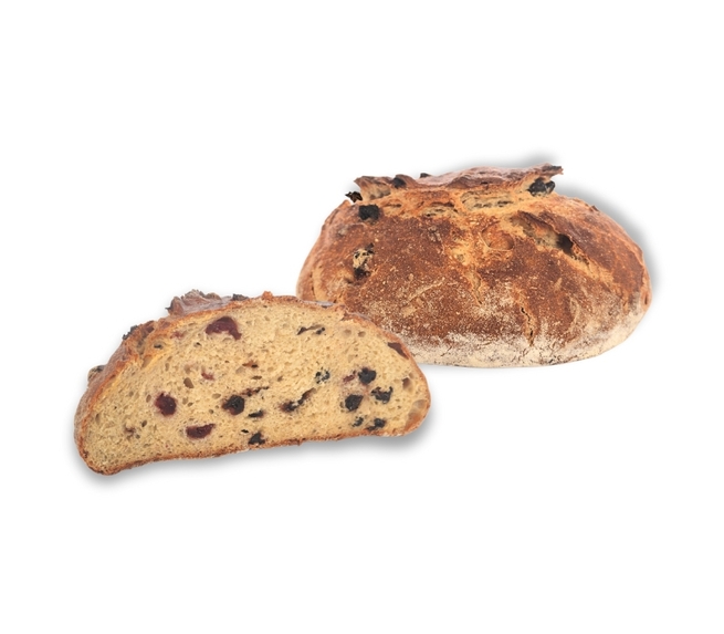 CHLEB Z ŻURAWINĄ I CZARNĄ PORZECZKĄ 500g