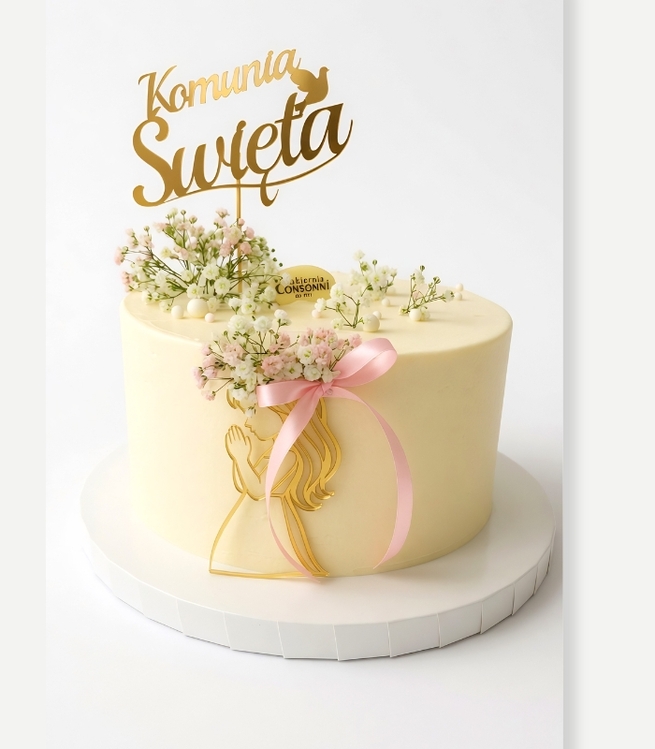 Tort komunijny dziewczynka śmietanowy