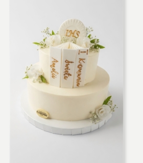 Tort komunijny książki śmietanowy