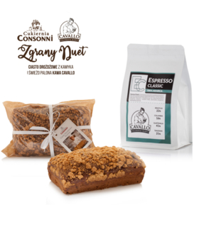 Zgrany DUET - Placek drożdżowy z Kamyka 650 g + Kawa Cavallo Espresso Classic 250 g ziarno